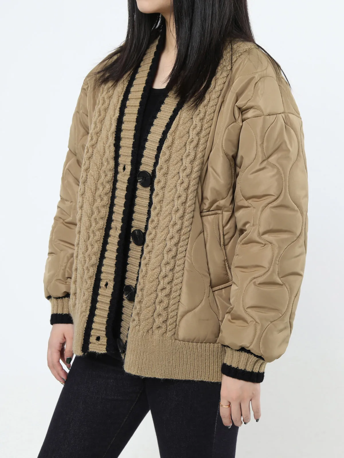 Braided Quilted Winter Cardigan Coat sold by COMMENSE product image thumbnail 5