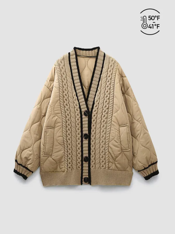 Braided Quilted Winter Cardigan Coat sold by COMMENSE