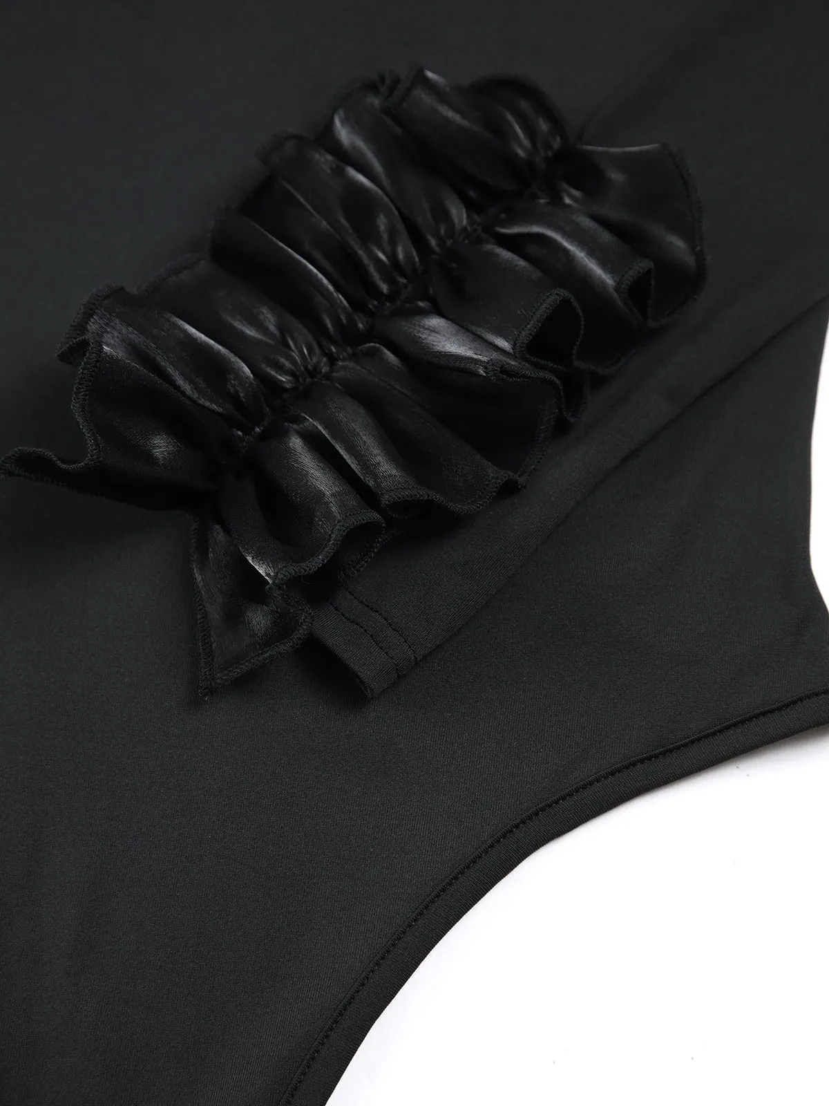 One Shoulder Long Sleeve Ruffle Bodysuit sold by COMMENSE product image thumbnail 3