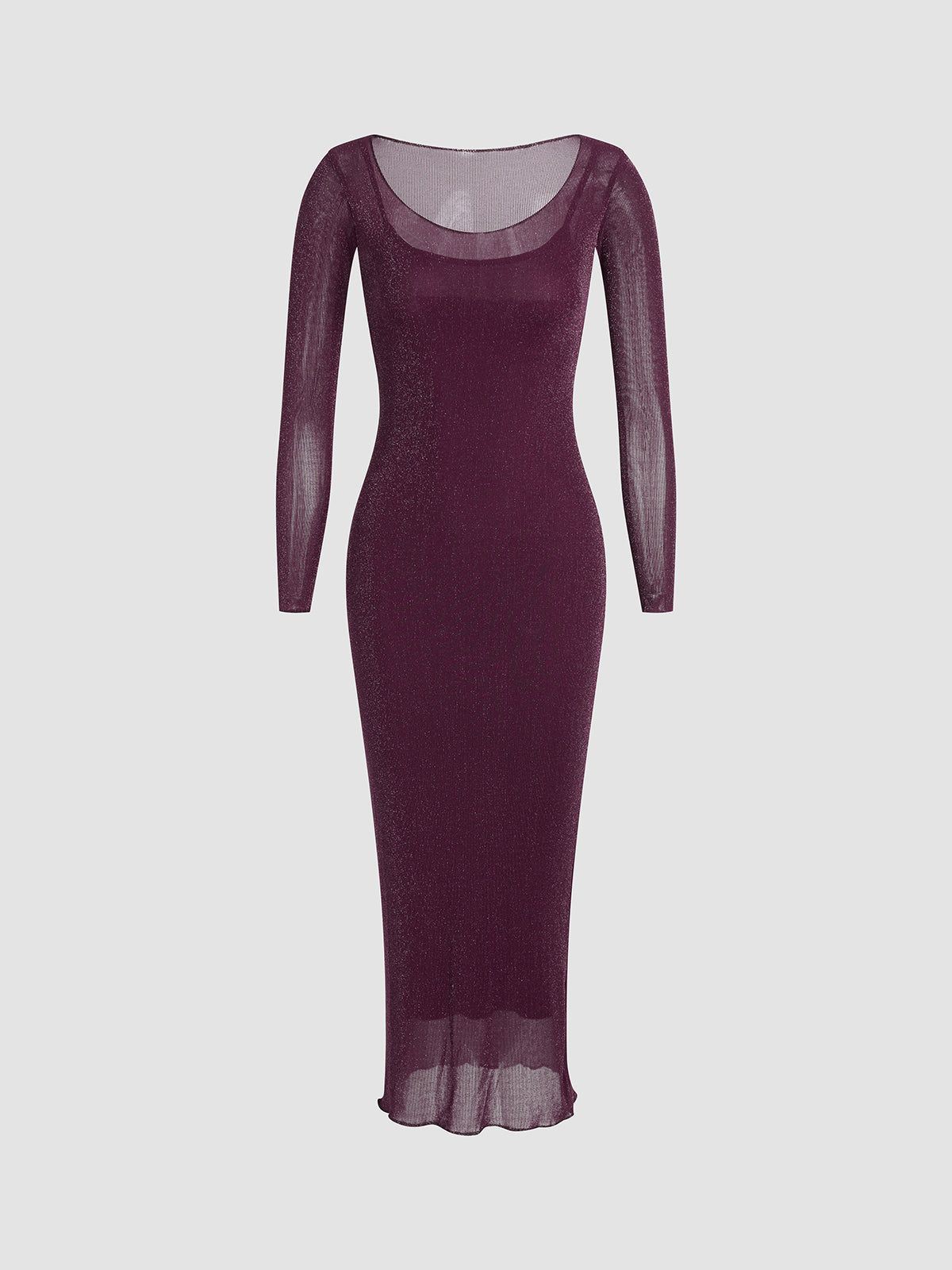 Burgundy Glitter Mesh Long Dress sold by COMMENSE