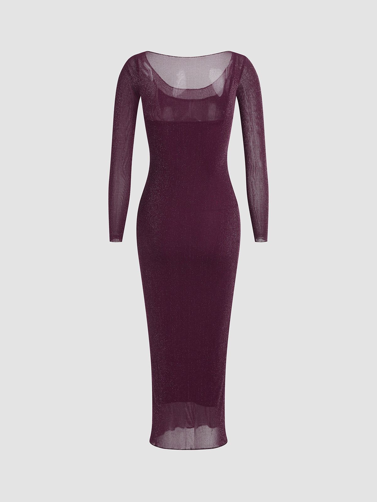 Burgundy Glitter Mesh Long Dress sold by COMMENSE product image thumbnail 3