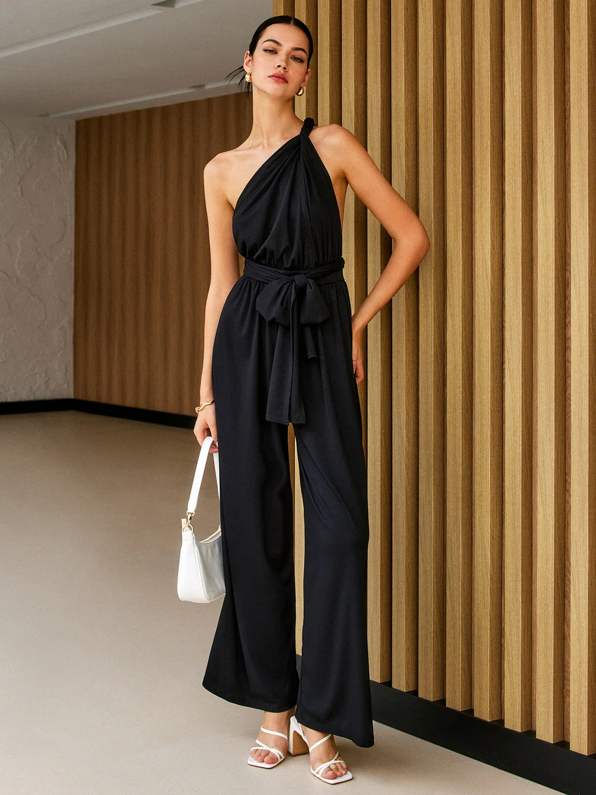 Tie-Back Belted Jumpsuit sold by COMMENSE product image thumbnail 4