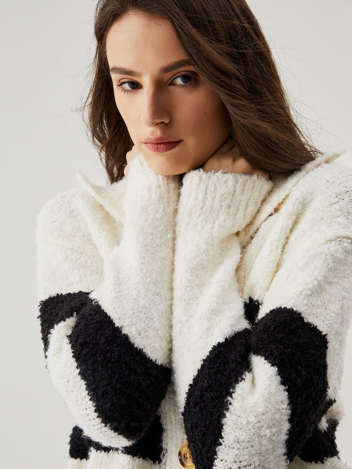 Button Striped Collar Cardigan sold by COMMENSE product image thumbnail 5