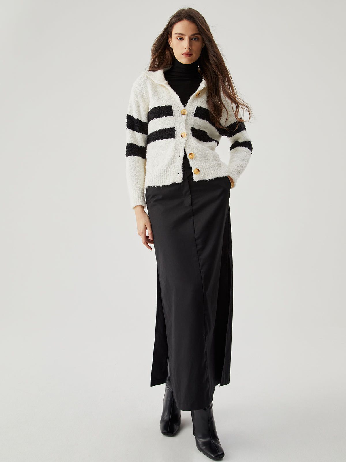 Button Striped Collar Cardigan sold by COMMENSE product image thumbnail 2