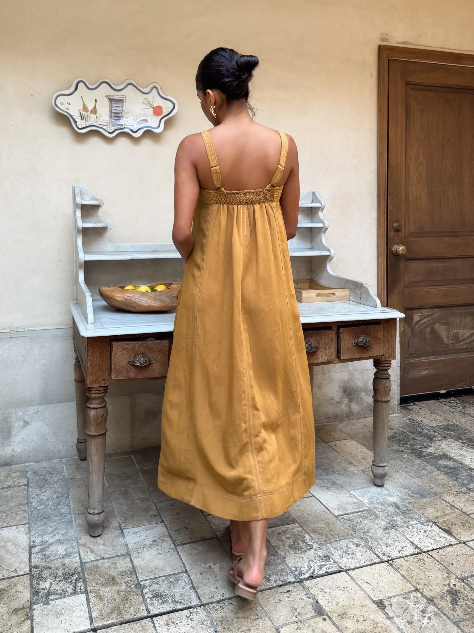 Cotton & Linen Large Pocket Long Dress sold by COMMENSE product image thumbnail 4