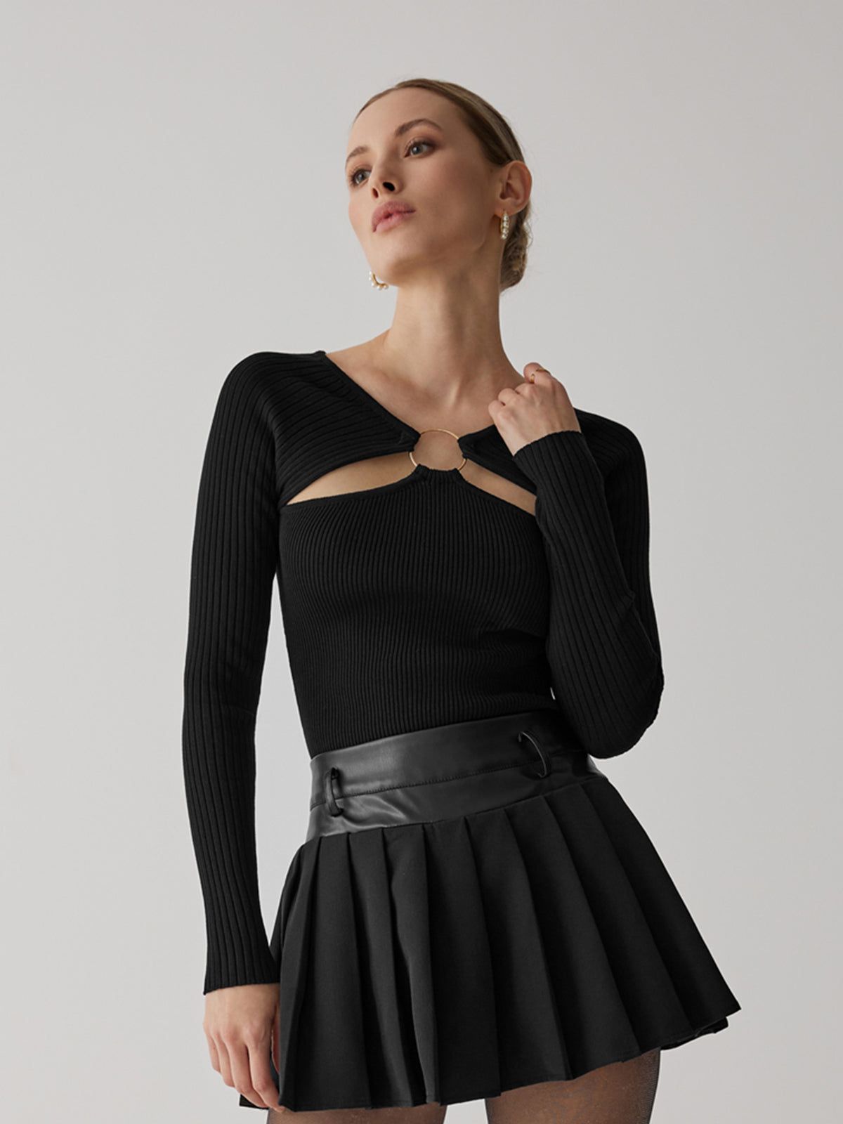 Cut Out Ribbed Knit Top sold by COMMENSE product image thumbnail 2