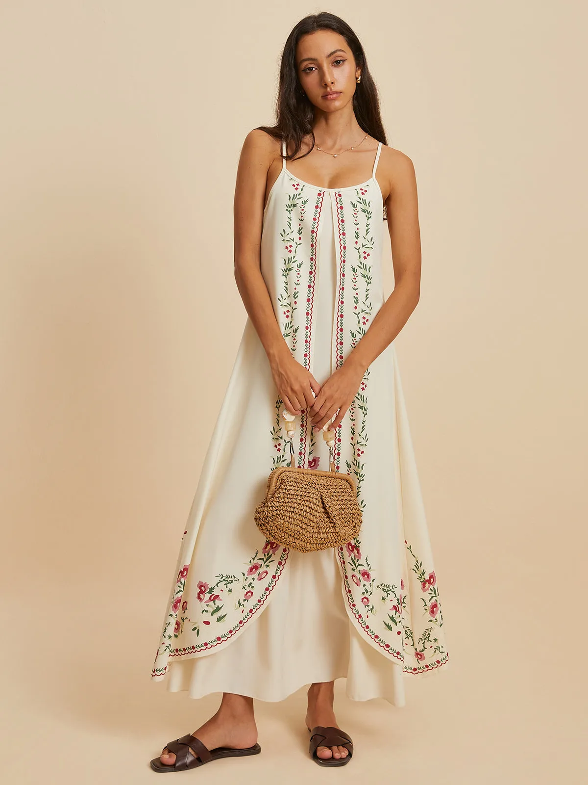 Floral Low Cut Layered Dress sold by COMMENSE product image thumbnail 5