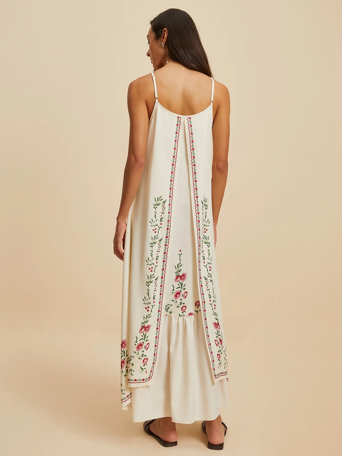 Floral Low Cut Layered Dress sold by COMMENSE product image thumbnail 2