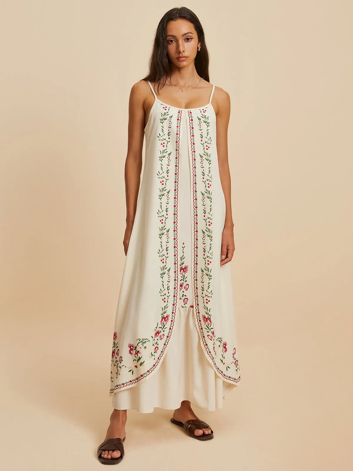 Floral Low Cut Layered Dress sold by COMMENSE product image thumbnail 4