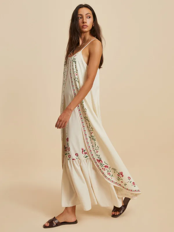 Floral Low Cut Layered Dress sold by COMMENSE