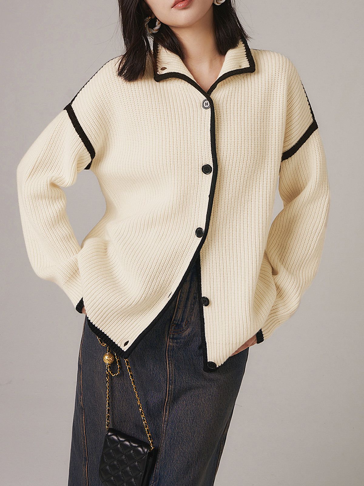 Contrast Trim Mock Neck Sweater sold by COMMENSE product image thumbnail 2