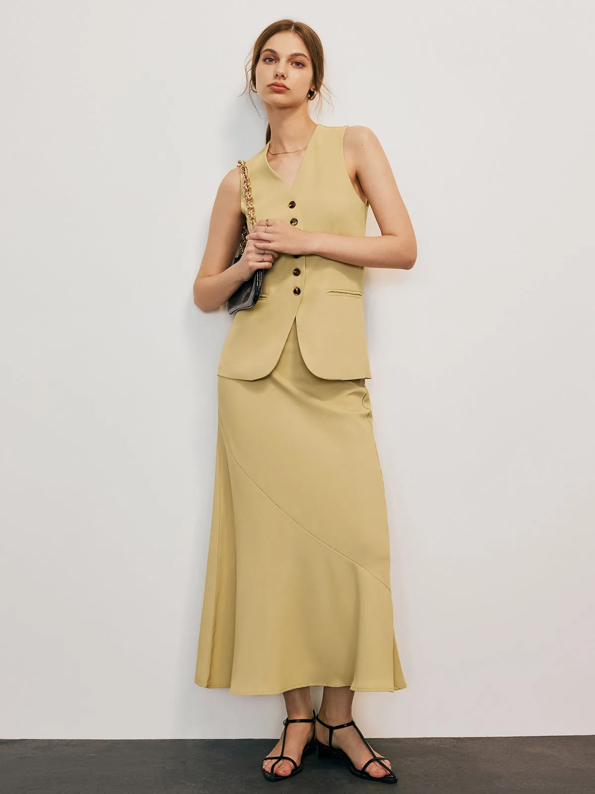 Tailored Button-Front Suit Vest sold by COMMENSE product image thumbnail 2