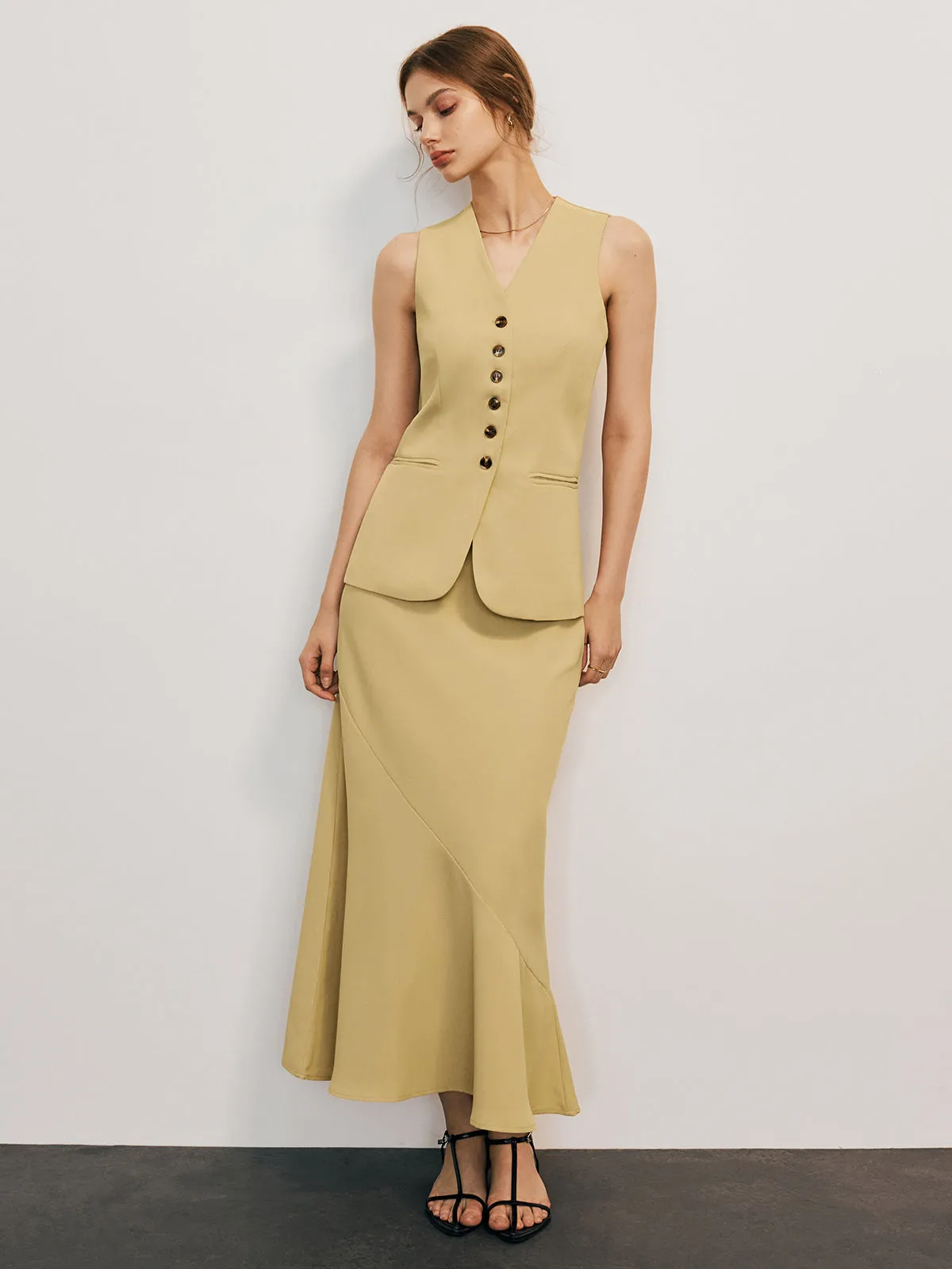 Tailored Button-Front Suit Vest sold by COMMENSE product image thumbnail 3