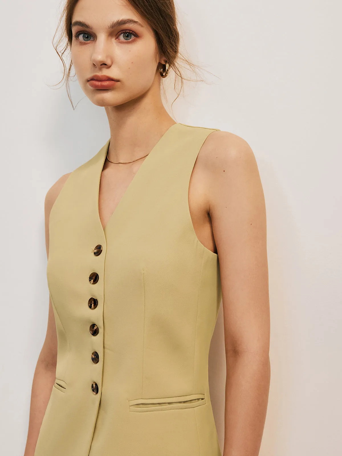 Tailored Button-Front Suit Vest sold by COMMENSE product image thumbnail 4