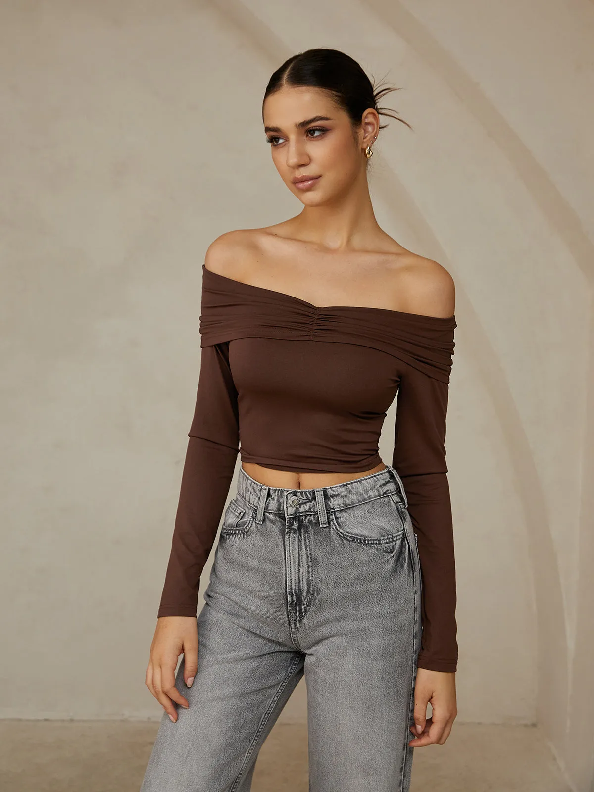 Off Shoulder Long Sleeve T-Shirt sold by COMMENSE
