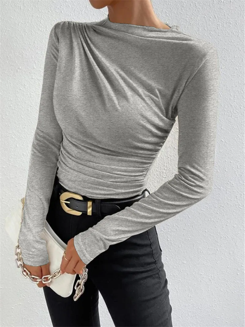Ruching Long Sleeve Shirt sold by COMMENSE product image thumbnail 3