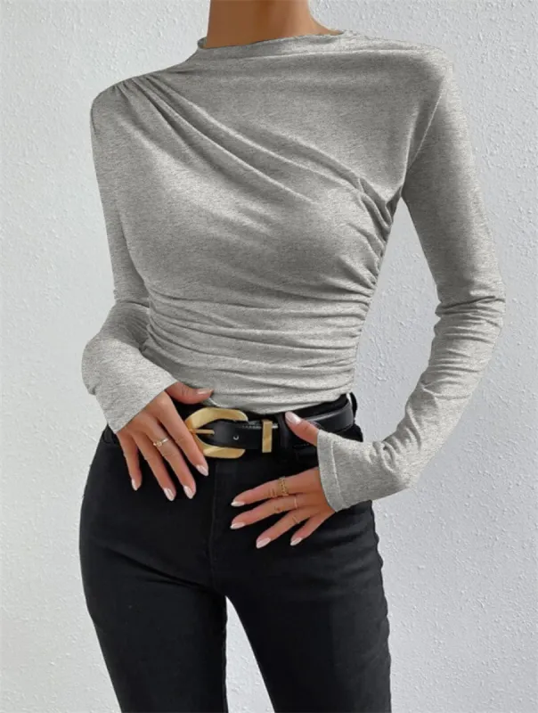 Ruching Long Sleeve Shirt sold by COMMENSE