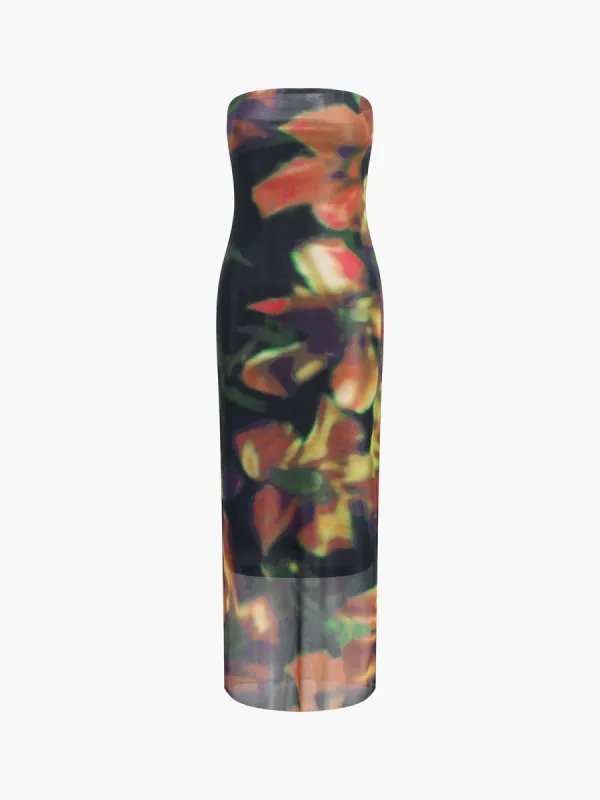Multi Color  Print Tube Midi Dress sold by COMMENSE