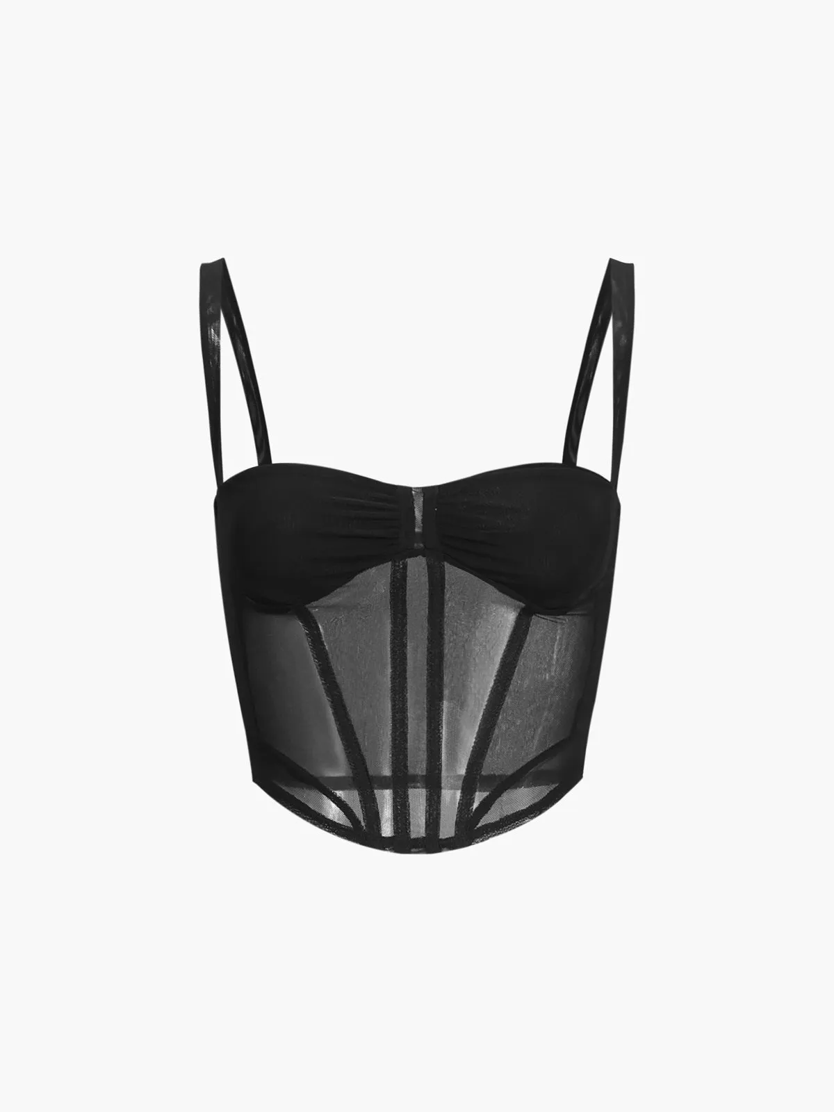 See Through Solid Mesh Cami Top sold by COMMENSE