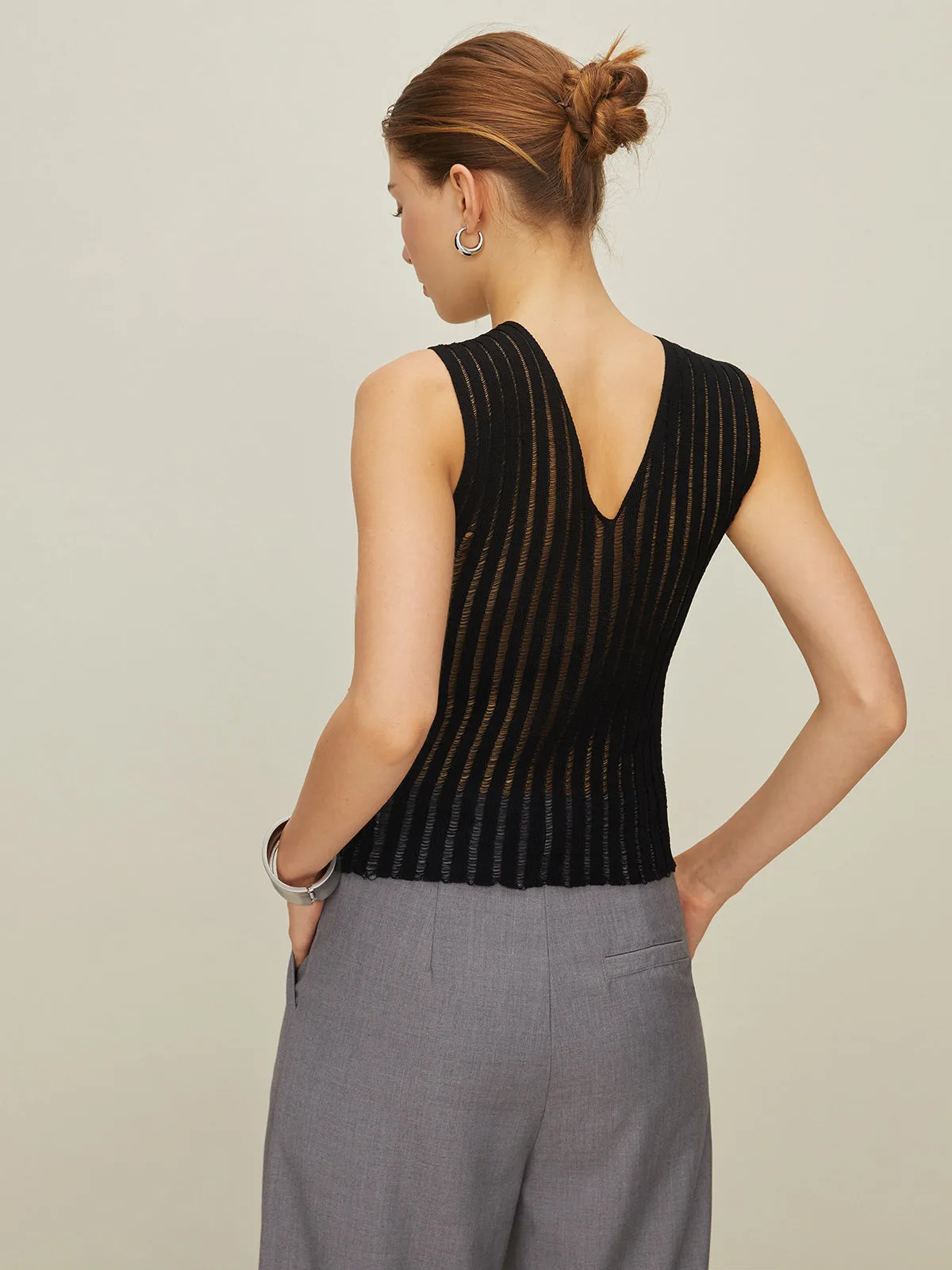 Semi-Sheer Halter Knit Top sold by COMMENSE product image thumbnail 5