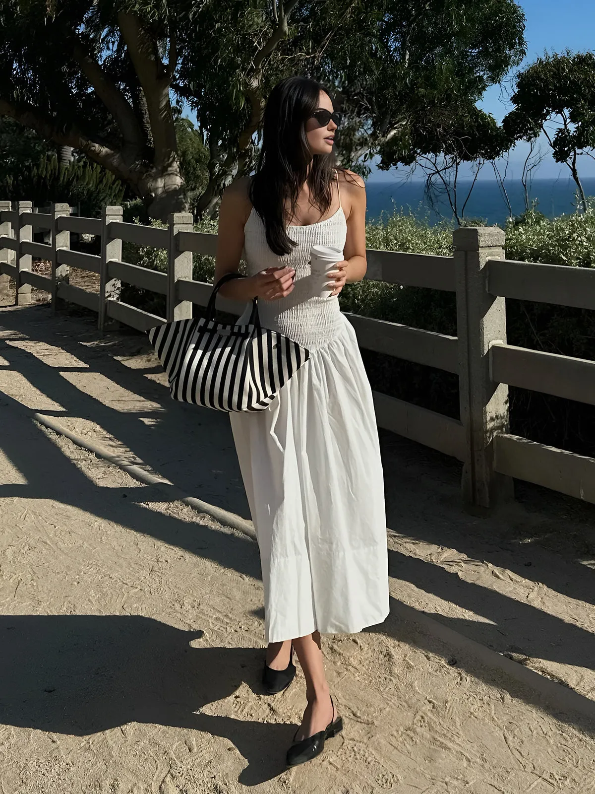 Cotton Blends Shirred Cami Midi Dress sold by COMMENSE product image thumbnail 3