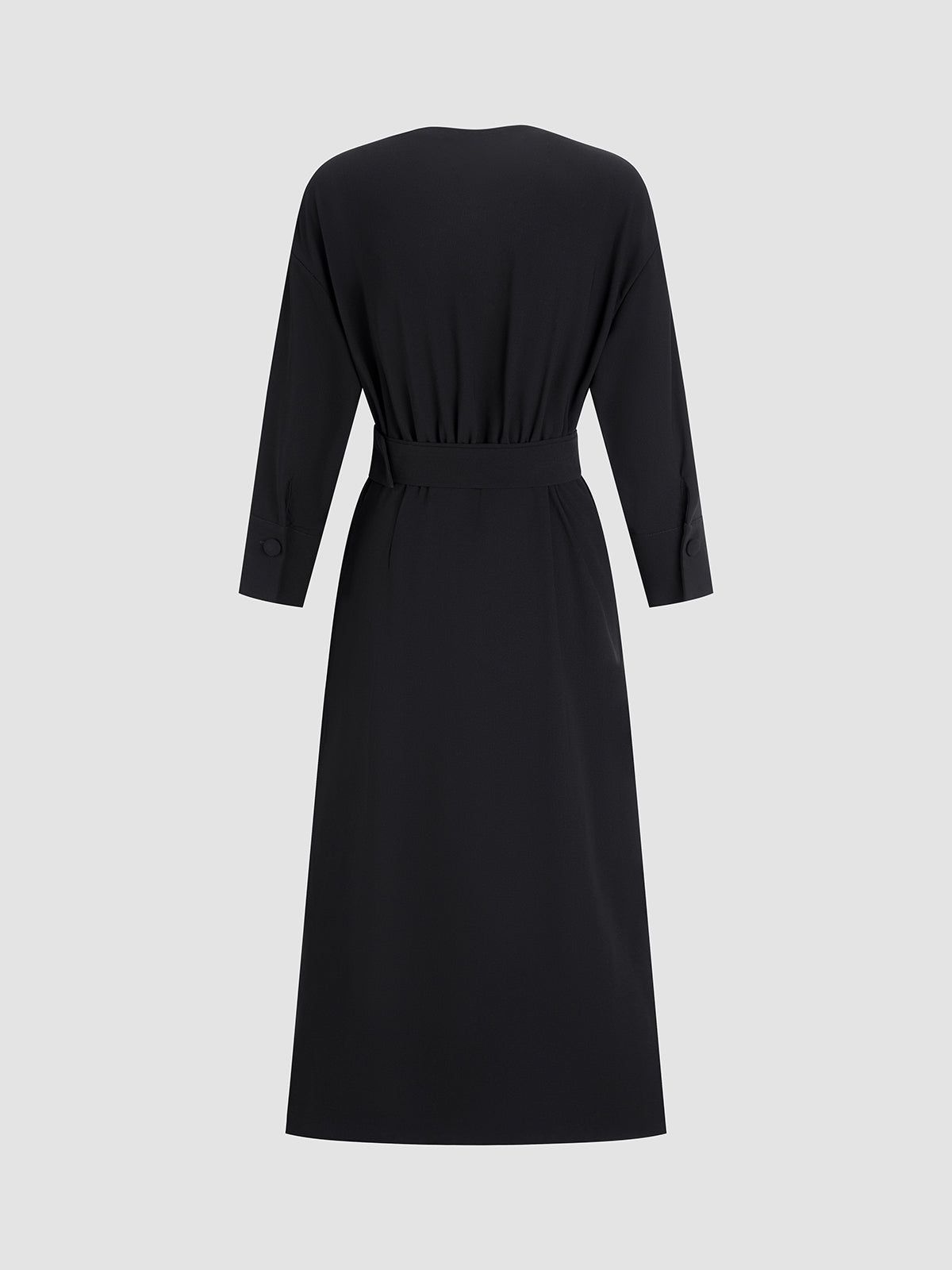 V-Neck Belted Zip Midi Dress sold by COMMENSE product image thumbnail 2