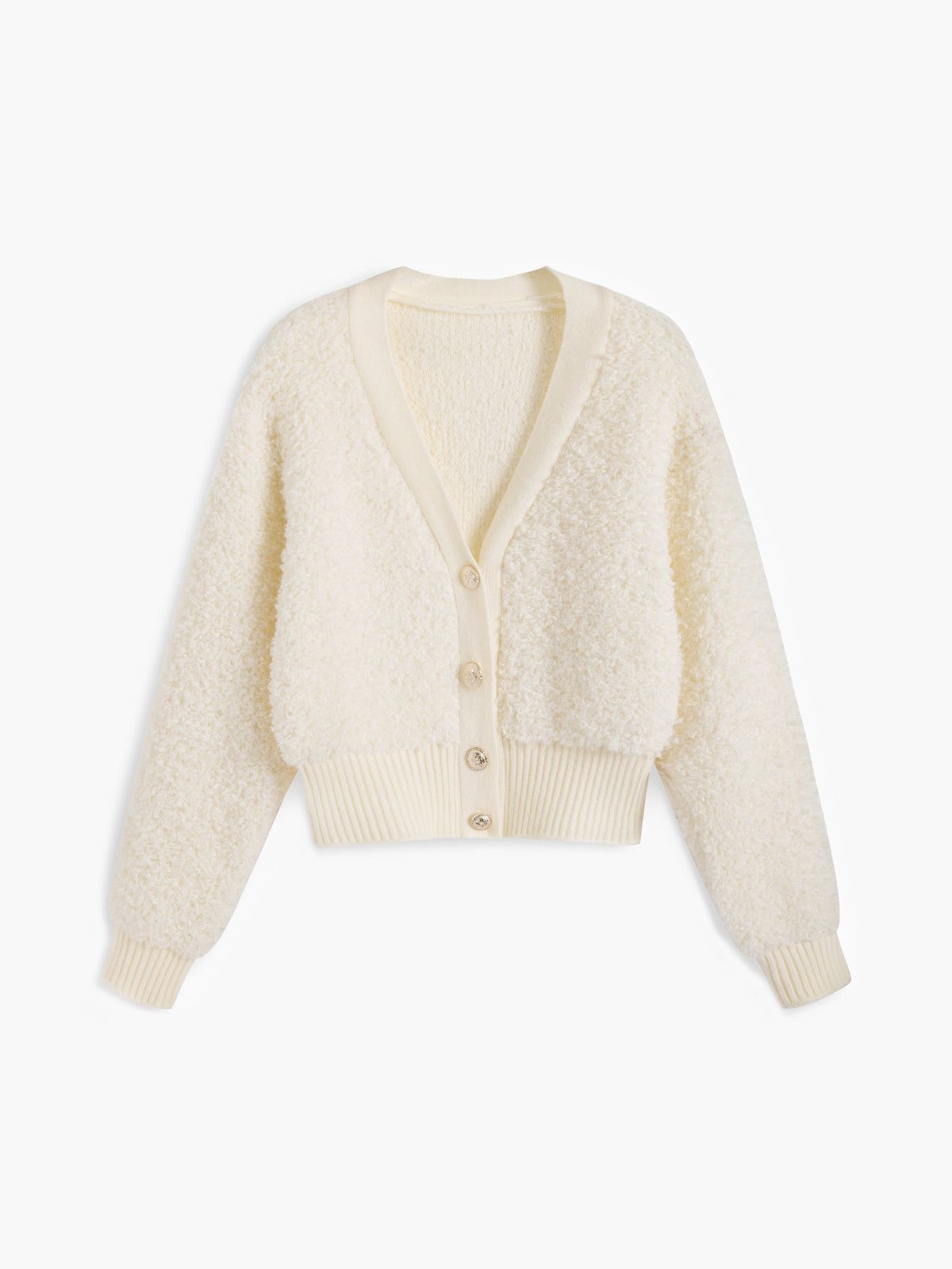 Creamy Furry Cardigan sold by COMMENSE