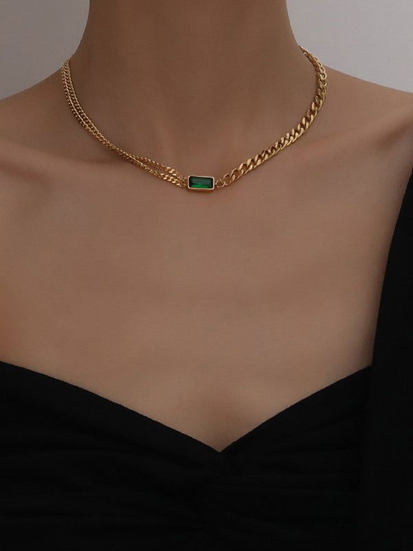Green Hint Chain Necklace sold by COMMENSE
