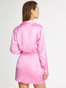 Satin Long Sleeve Wrap Shirt Dress sold by COMMENSE