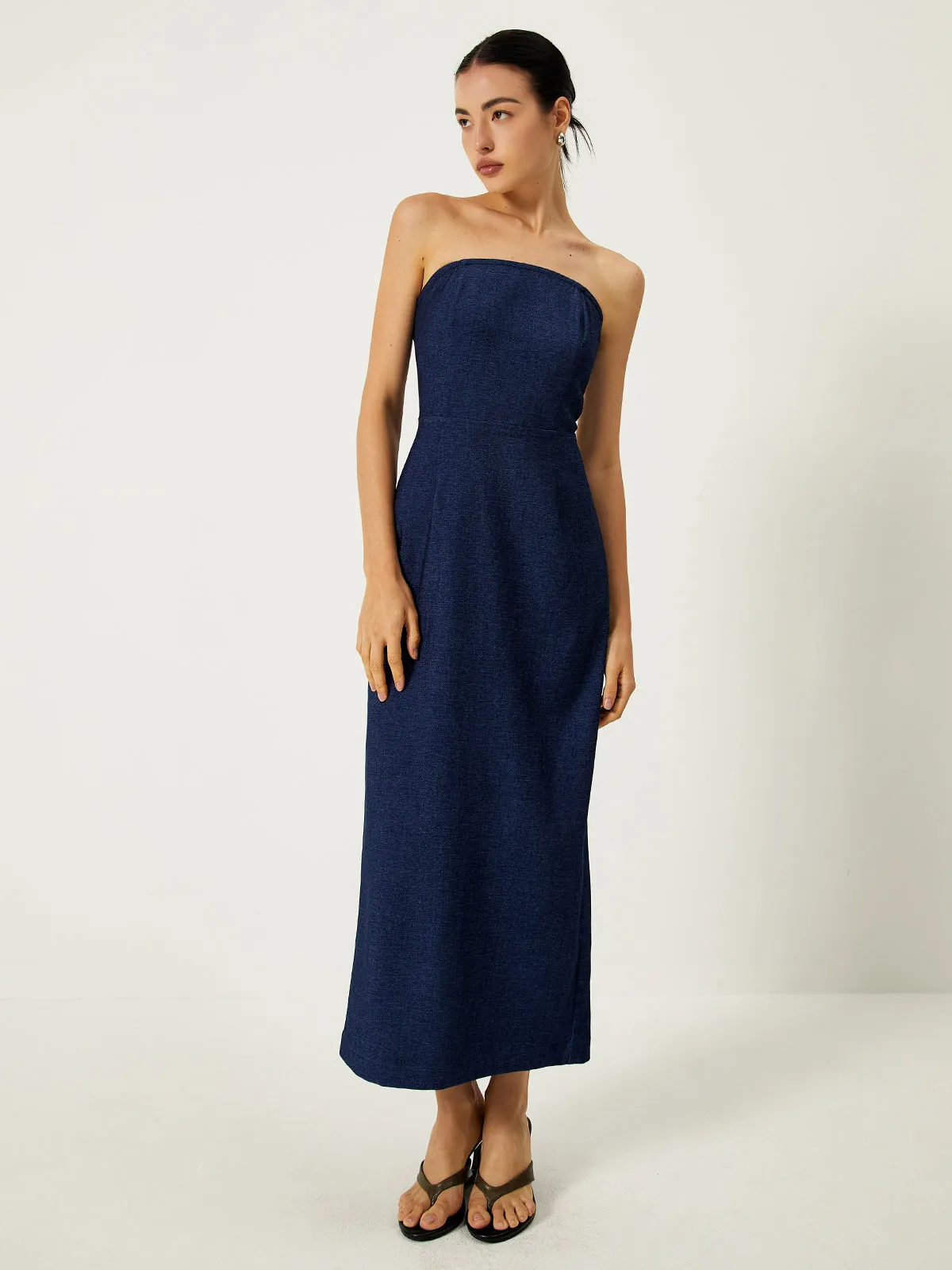 Backless Zipper Tube Long Dress sold by COMMENSE