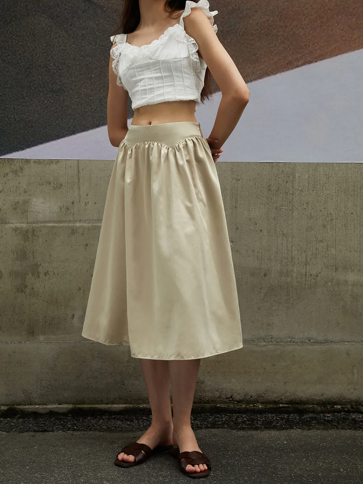 Solid Plain Midi Skirt sold by COMMENSE