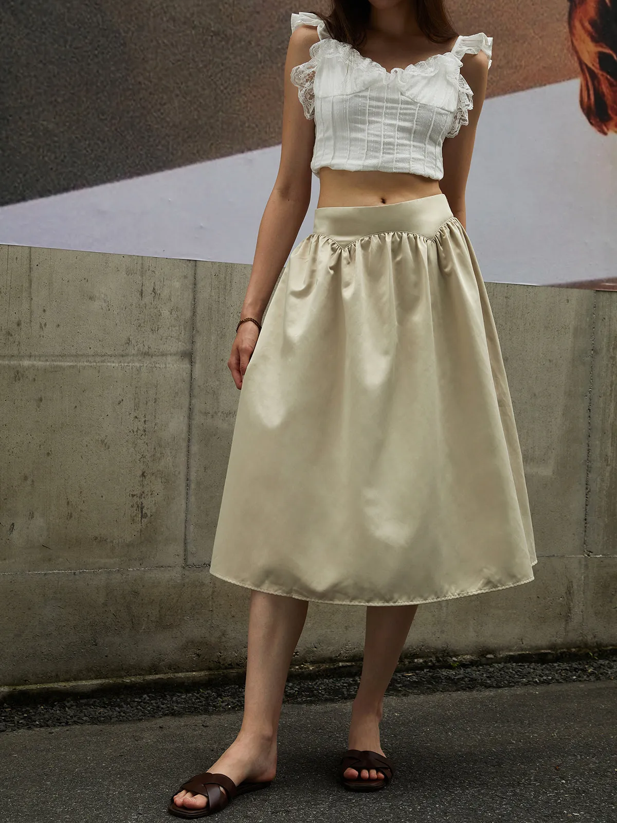 Solid Plain Midi Skirt sold by COMMENSE product image thumbnail 2
