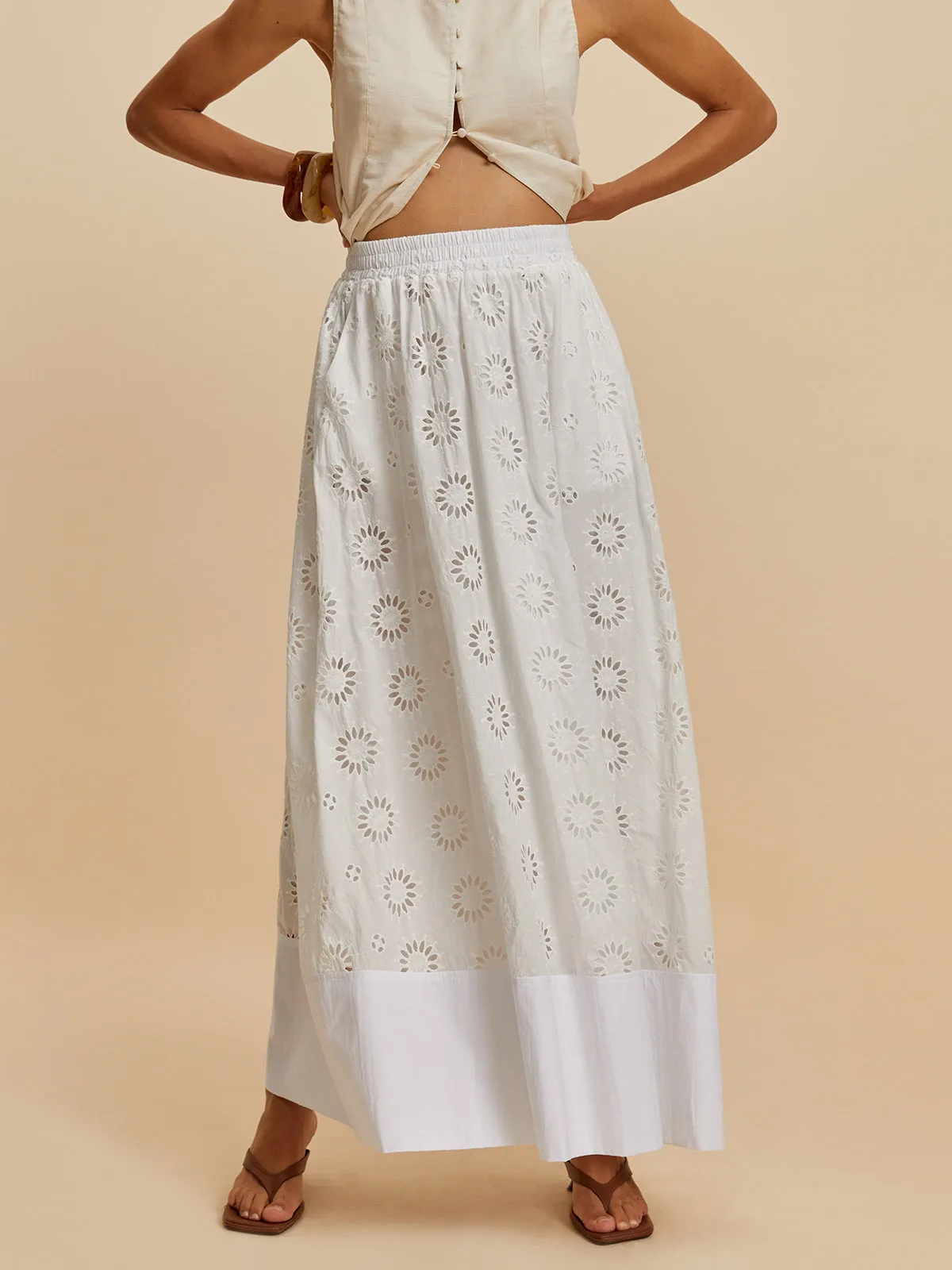 Pure Cotton Embroidered Skirt sold by COMMENSE product image thumbnail 2