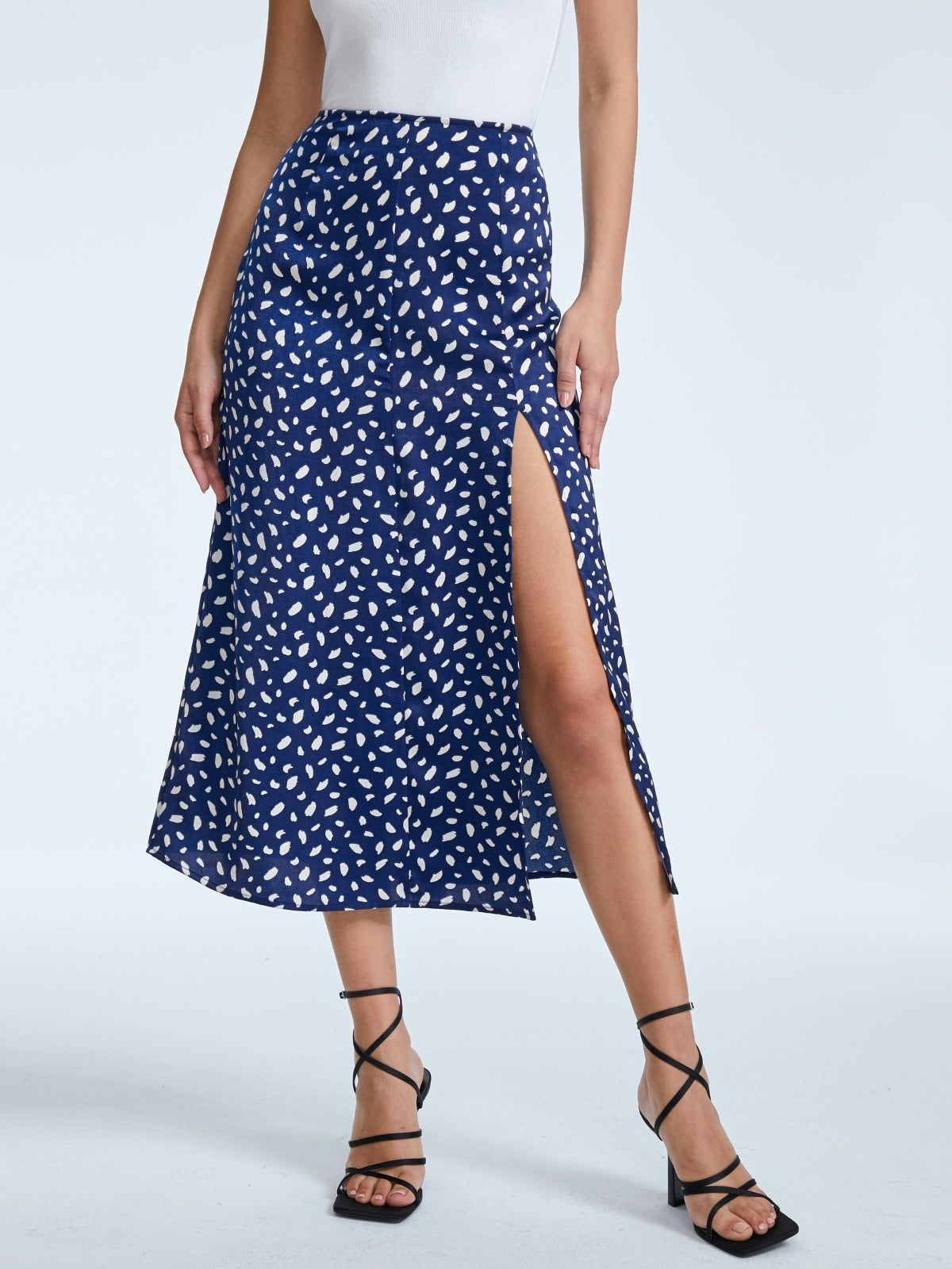 Petals Print High Waisted A Line Slit Skirt sold by COMMENSE