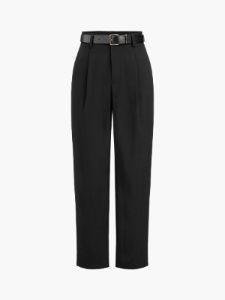 High Waist Solid Tapered Trousers With Belt sold by COMMENSE