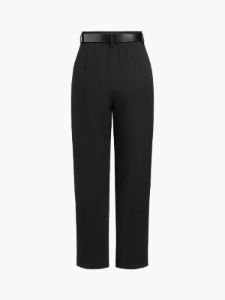 High Waist Solid Tapered Trousers With Belt sold by COMMENSE