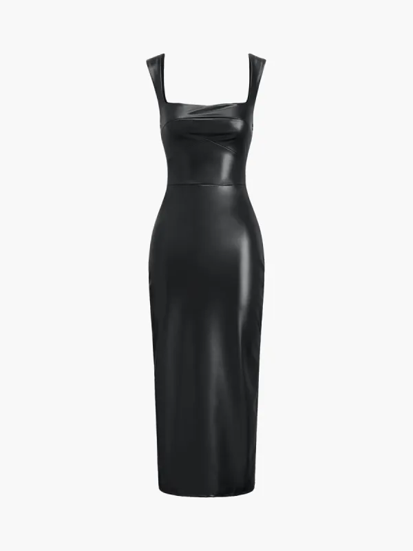 Faux Leather Bodycon Midi Dress sold by COMMENSE