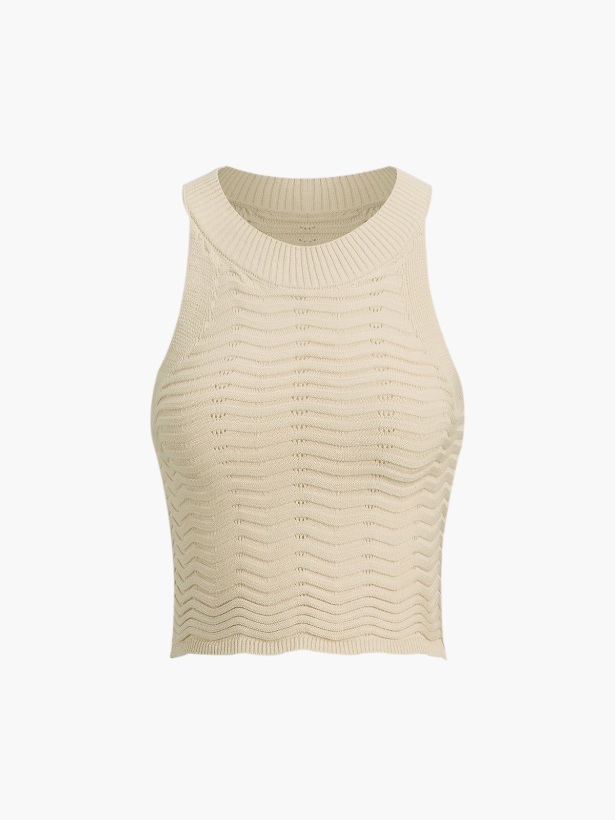 Wavy Rib Crop Tank Top sold by COMMENSE