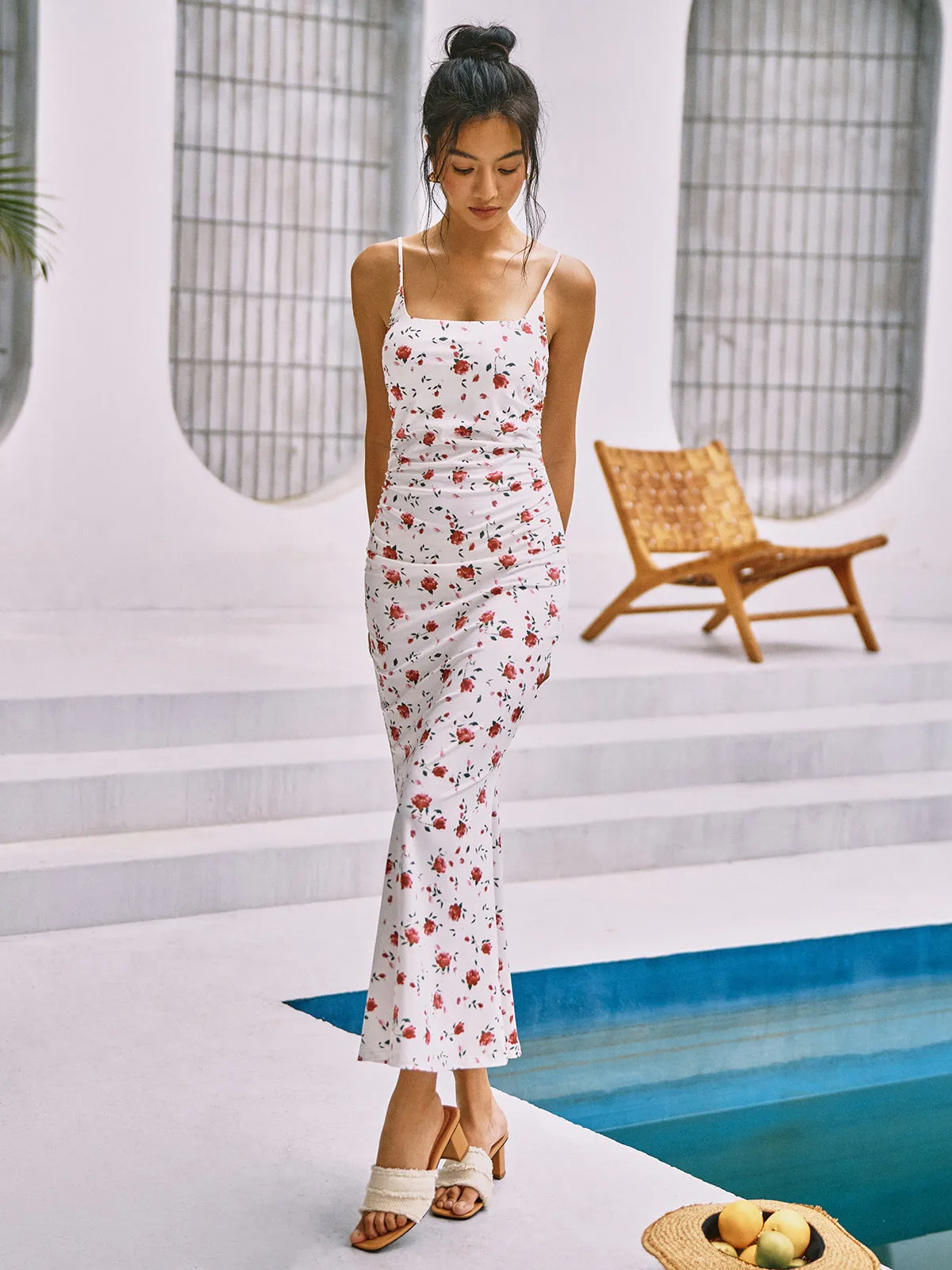 Roses Blooming Floral Print Cami Long Dress sold by COMMENSE product image thumbnail 2