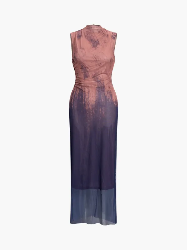Tie-Dye Sleeveless Long Dress sold by COMMENSE