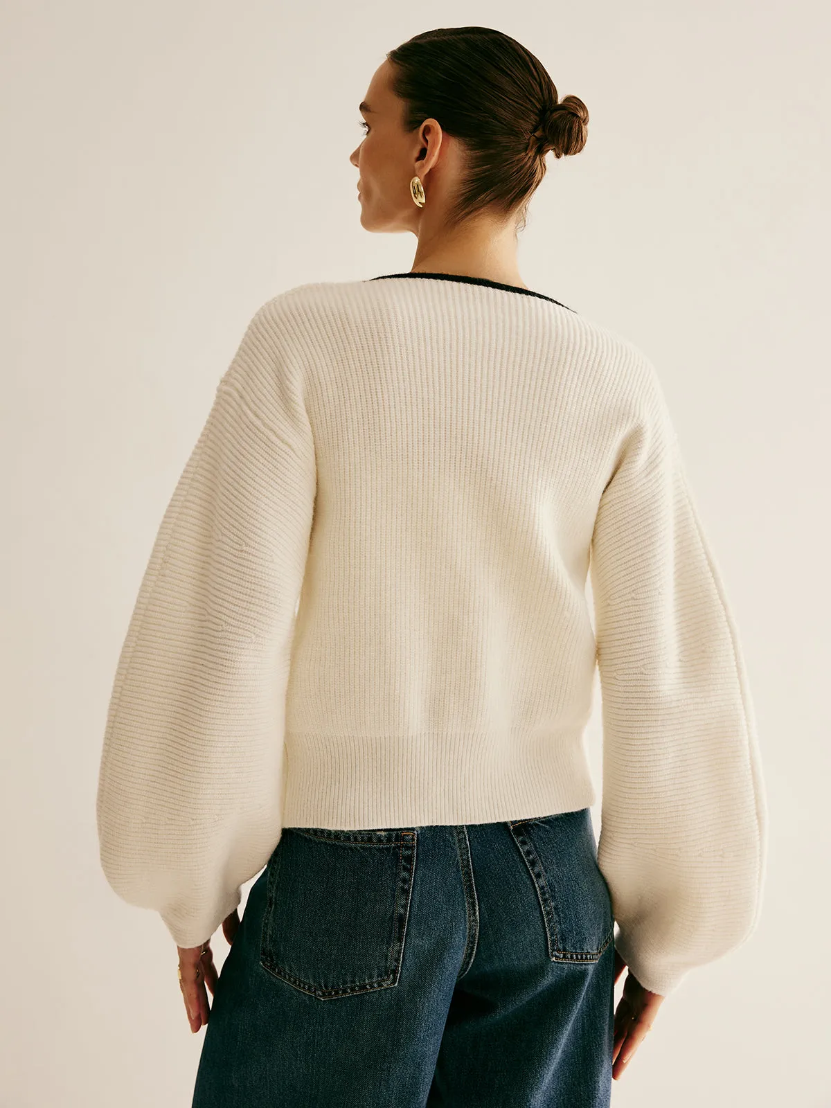 Oversized Contrast Trim Clasp Knit Outwear sold by COMMENSE product image thumbnail 5