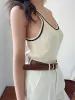 Knitted Crew Collar Contrast Vest sold by COMMENSE