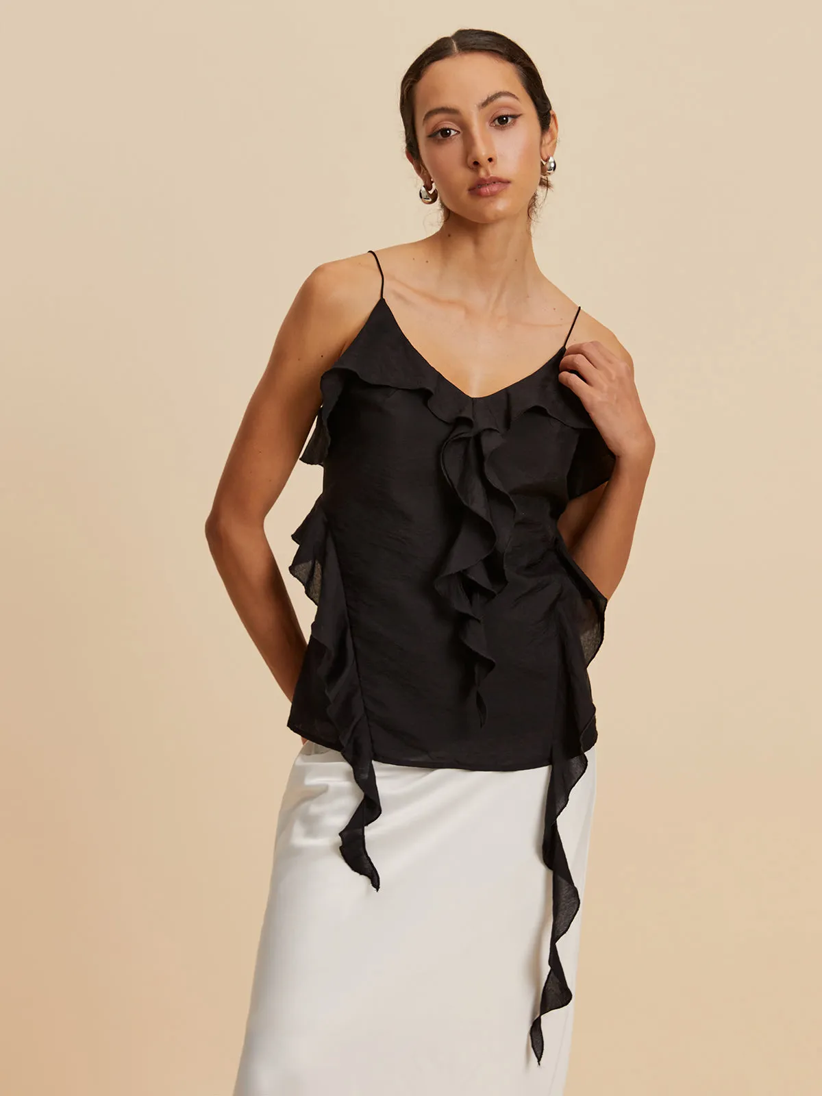 Low Cut Ruffle Tank Top sold by COMMENSE product image thumbnail 4