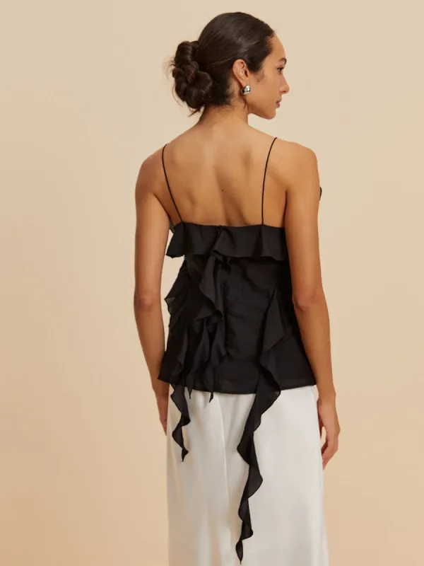 Low Cut Ruffle Tank Top made by COMMENSE