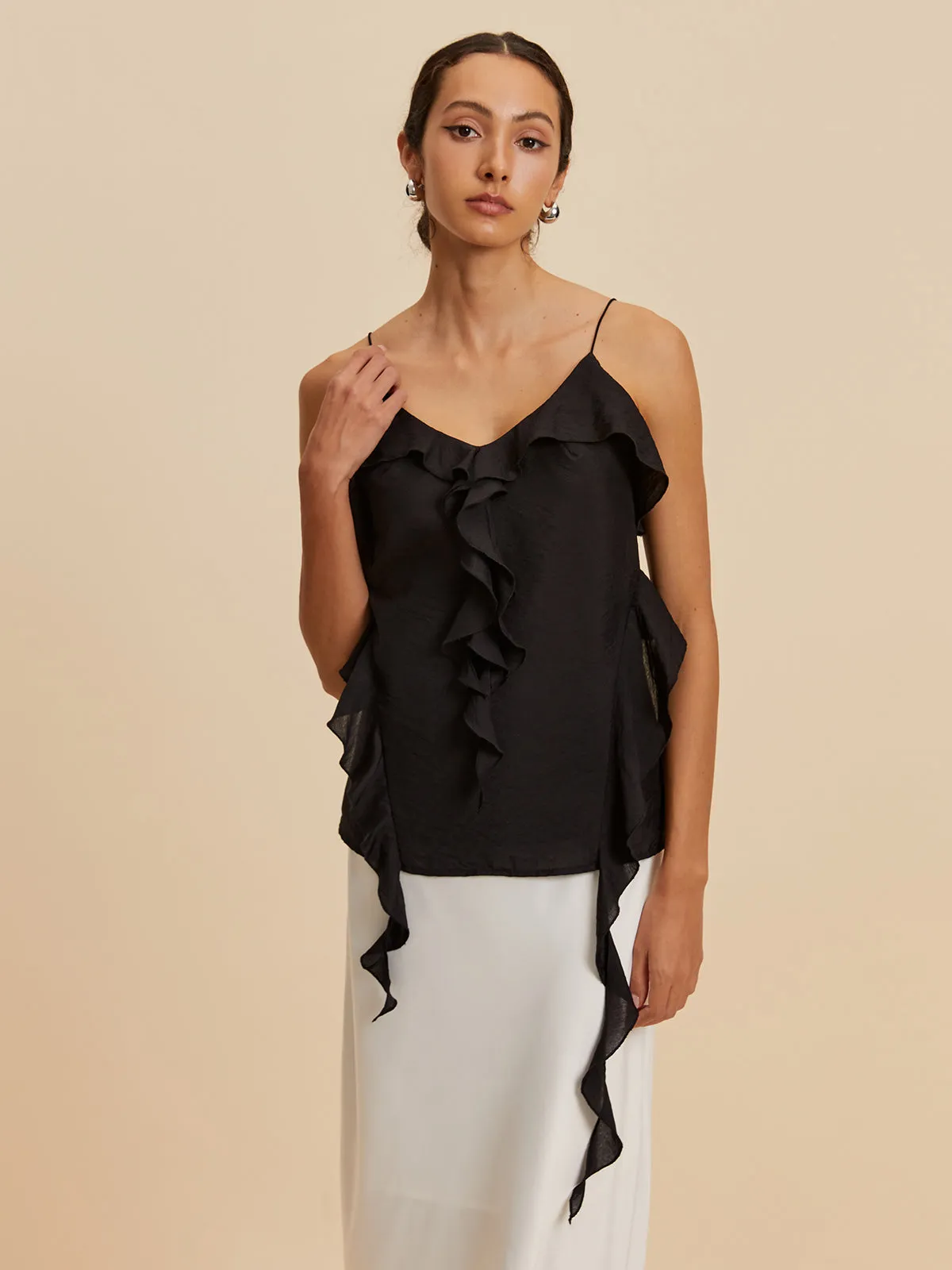 Low Cut Ruffle Tank Top sold by COMMENSE product image thumbnail 5