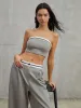 Tube Top Two Piece Contrast Waistband Pants Set sold by COMMENSE