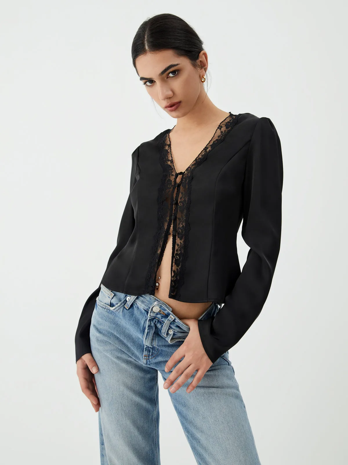 Lace Patchwork Clasp Blouse sold by COMMENSE product image thumbnail 2
