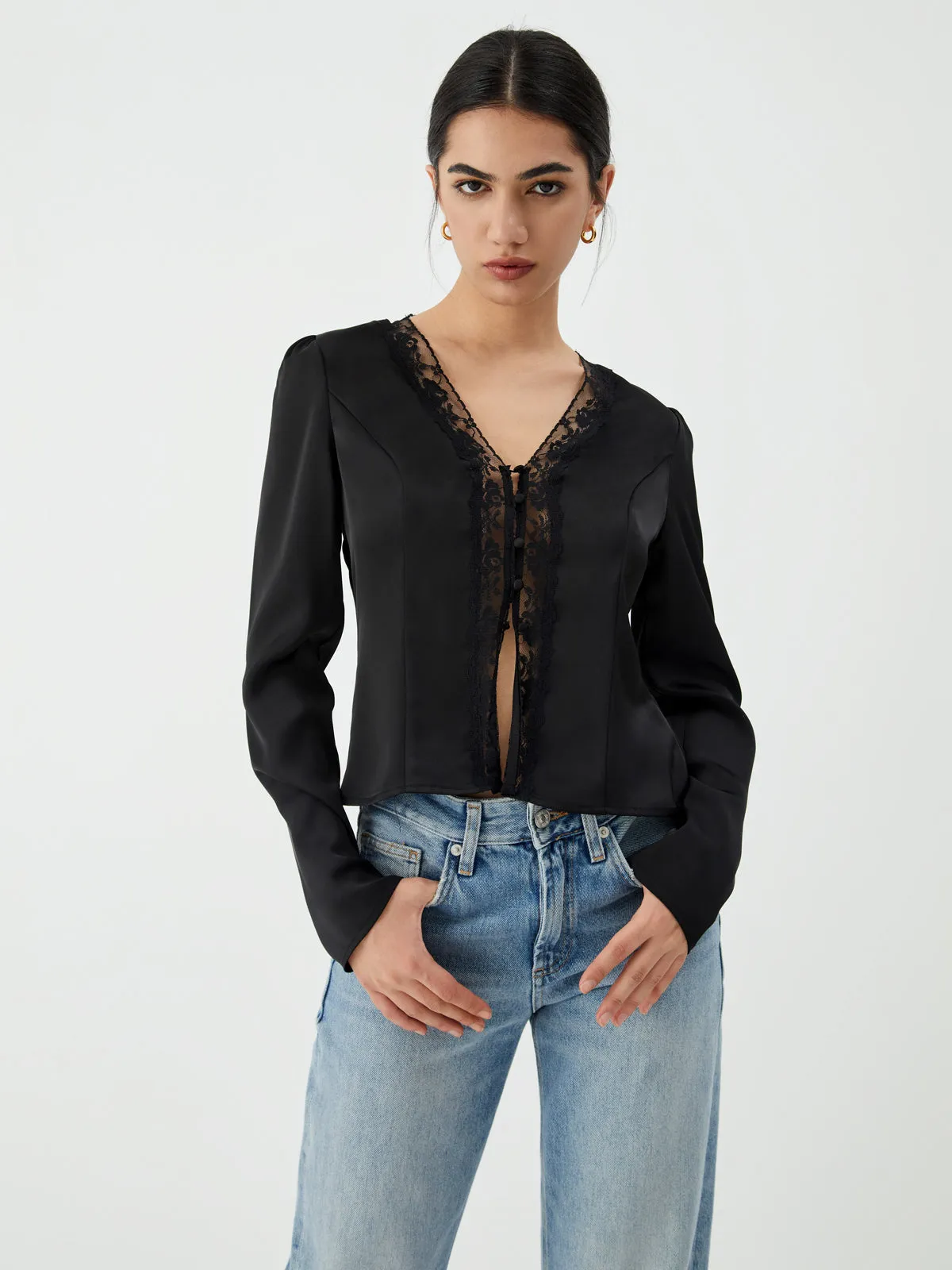 Lace Patchwork Clasp Blouse sold by COMMENSE product image thumbnail 3