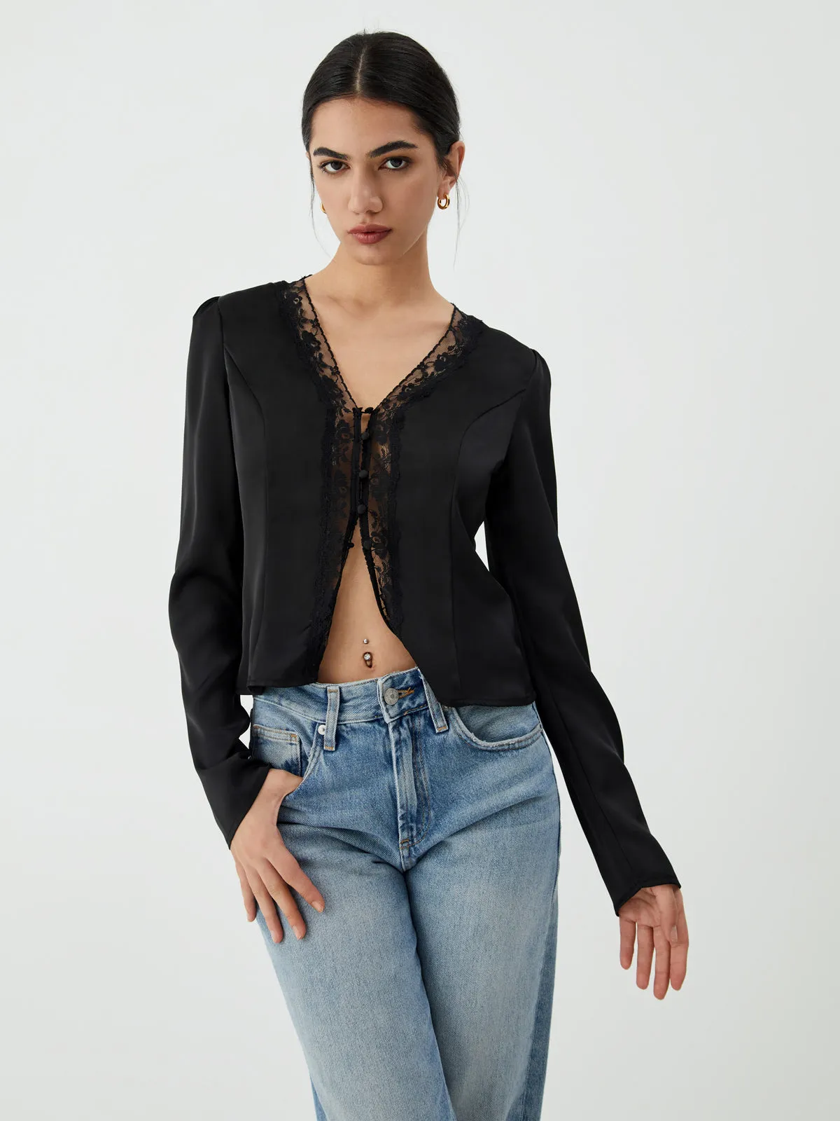 Lace Patchwork Clasp Blouse sold by COMMENSE product image thumbnail 4