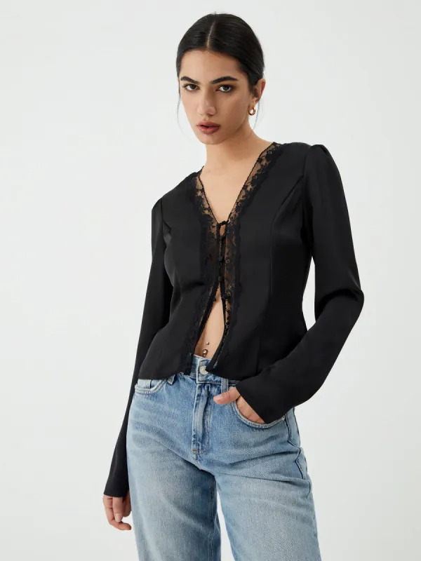 Lace Patchwork Clasp Blouse sold by COMMENSE